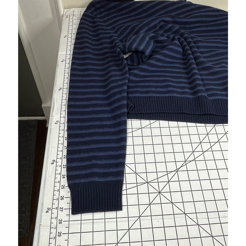Vince 100% Wool Sweater Mens XL Blue‎ Stripe Crew Neck Cozy Soft Ribbed Cuffs - Picture 8 of 9